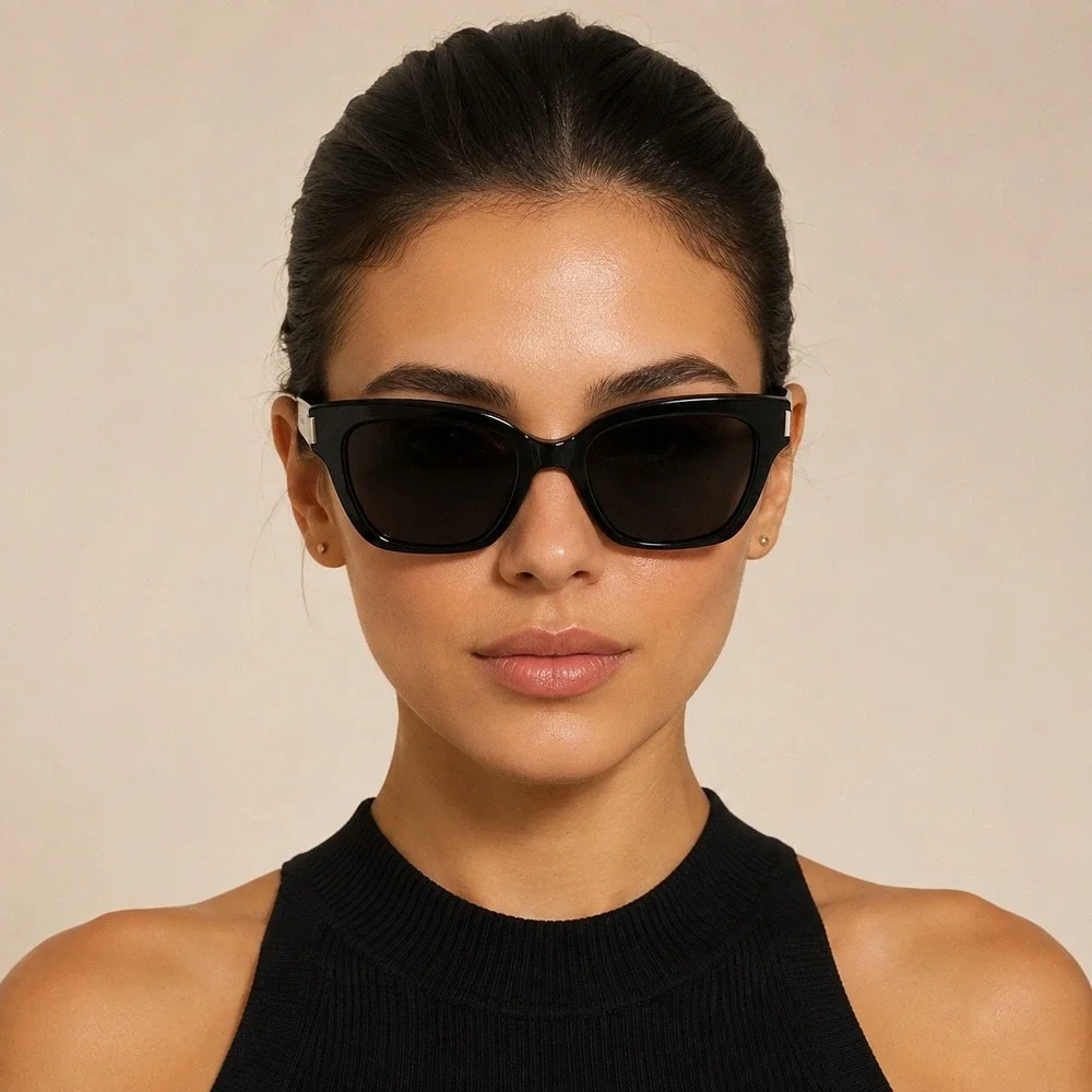 Saint Laurent Sunglasses Women Black SL 507 001 Square Cat Eye Luxury Designer